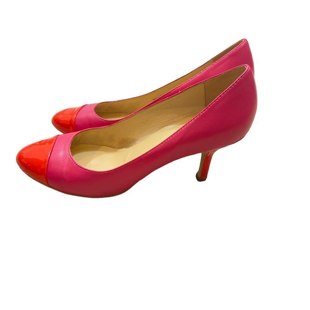 Kate Spade New York Patent Leather Pink and Orange Cap Toe Heels Size 8.5